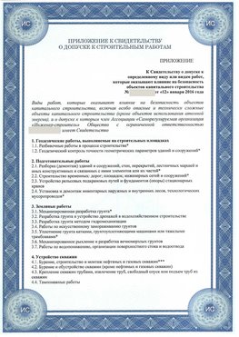 Приложение к свидетельству о допуске к строительным работам Щелково СРО в строительстве